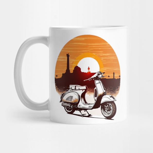 Vespa Sunset Design - Original Artwork by Labidabop